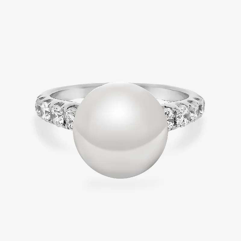 Ladies Rings with Custom Glow-10MM South Sea Pearl & 0.70CT Diamond Ring