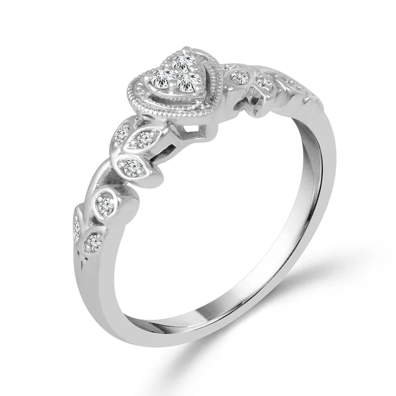 Ladies Rings with Cloud Shine-14K White Gold Promise Ring featuring 0.12cttw Diamonds RP-0405TPA77-1