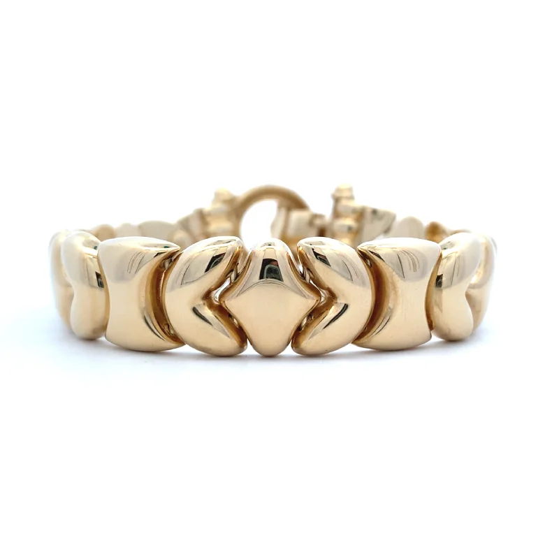 Ladies energy pulse bracelets -Estate Fancy Link Bracelet in Yellow Gold