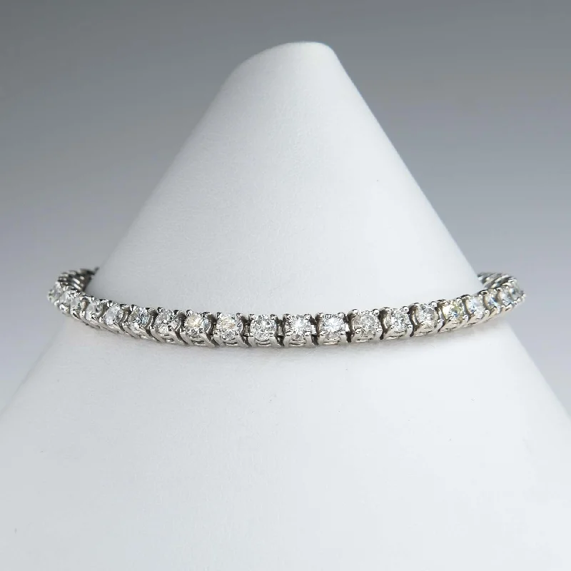 Ladies team spirit bracelets -5.00ctw Round Diamond 7.25" Tennis Bracelet in 14K White Gold