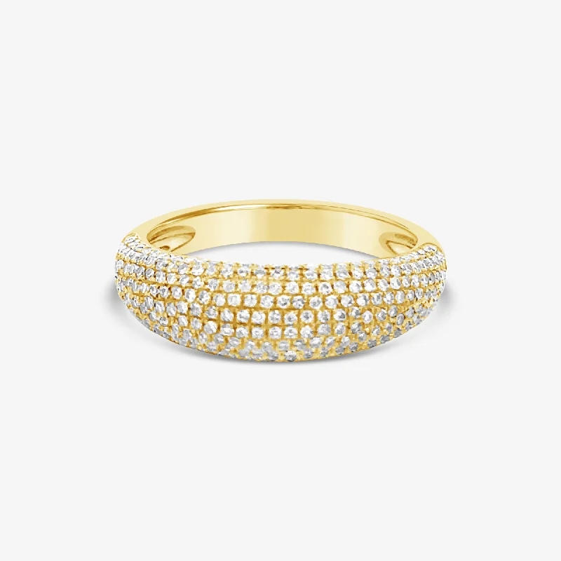 Ladies Rings with Bright Sunstone-Classic Pave Dome Ring