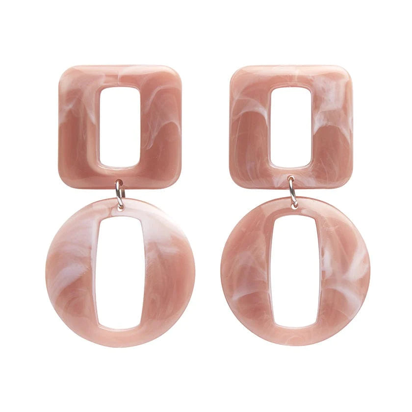 Ladies Earrings with Flame Glow-Erstwilder - Statement Marble Chunky Drop Earrings - Pink