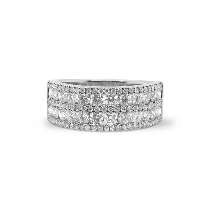 Ladies Rings for Travel Shine-14k White Gold 5 Row Diamond Fashion Ring