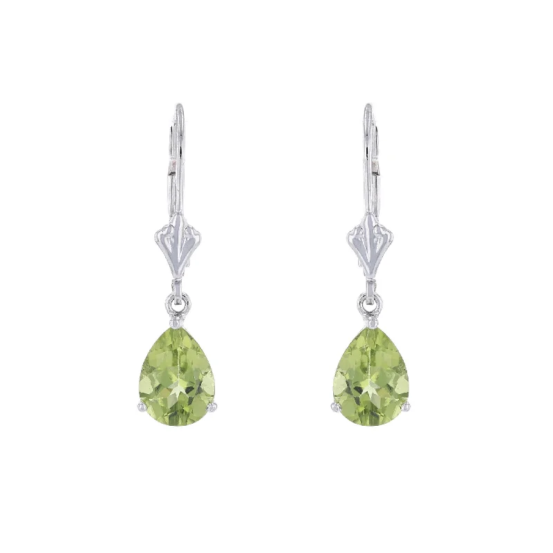 Ladies Earrings for Grandma Glow-Pear Peridot Dangle Earrings