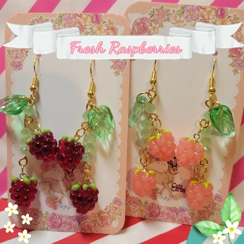 Ladies Earrings with Blush Rhodochrosite-Fresh Raspberry Earrings