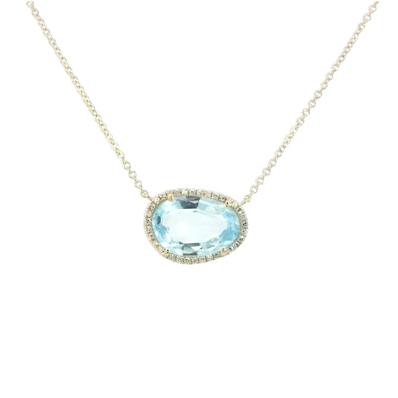 Ladies resilient steel necklaces -Sky Blue Topaz Necklace in Yellow Gold