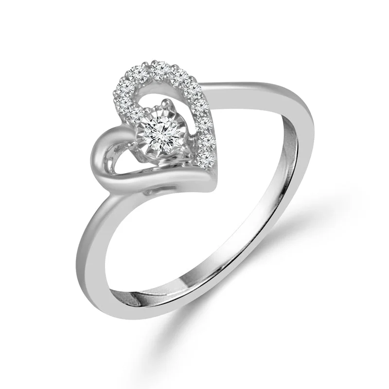 Ladies Rings with Angel Glow-14K White Gold Promise Ring RP-0440TPA97W4