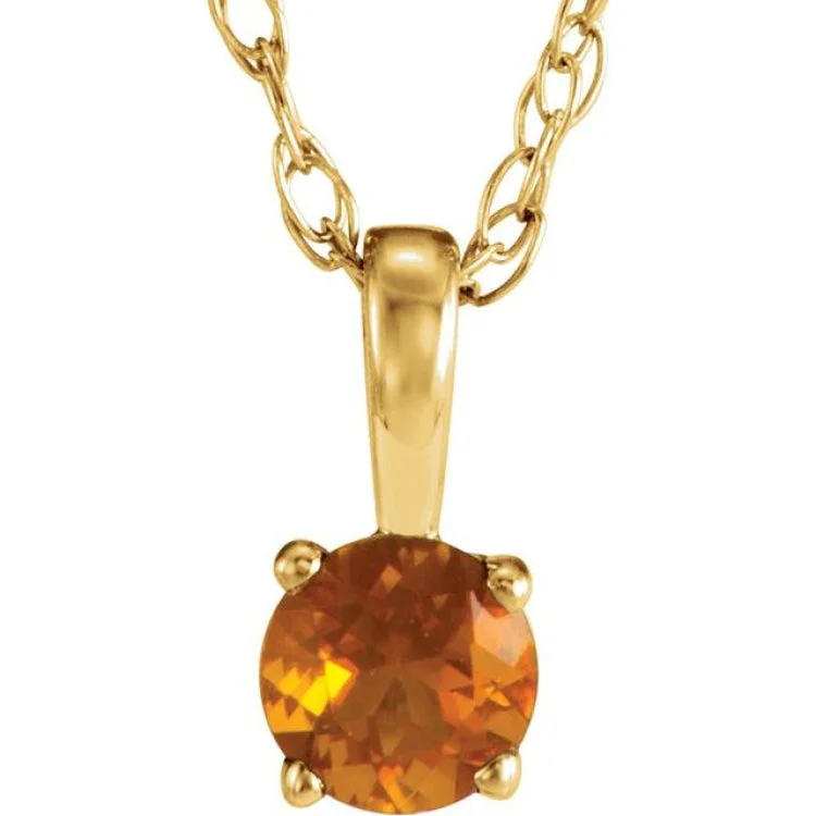 Ladies lasting wear necklaces -14K Yellow 3 mm Natural Citrine Youth Solitaire 14" Necklace