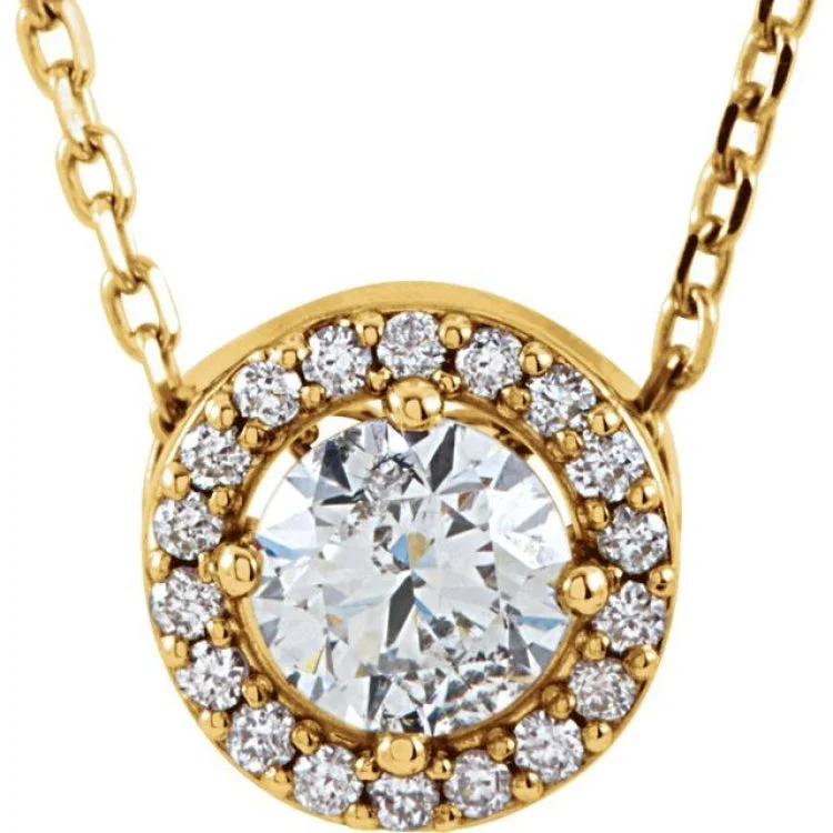 Ladies holy cross necklaces -14K Yellow 3/8 CTW Natural Diamond Halo-Style 16" Necklace