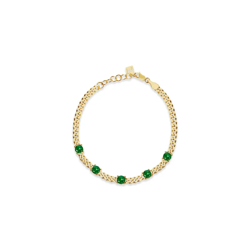 Ladies festive flair bracelets -THE COLORED STONE CUBAN LINK BRACELET