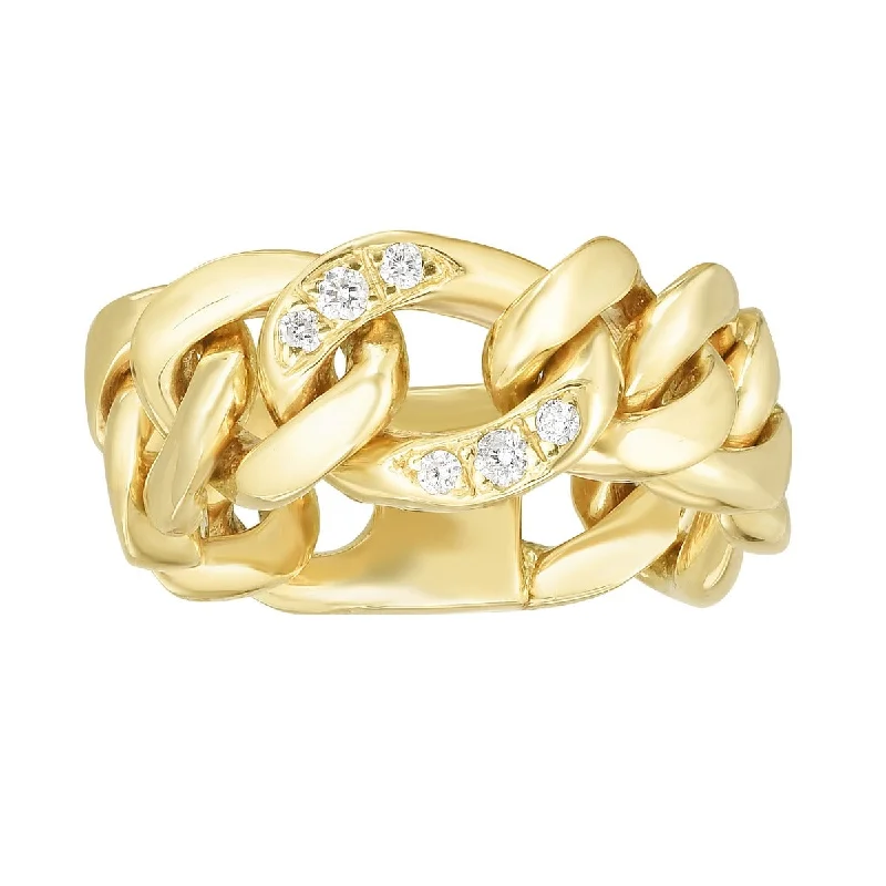 Ladies Rings with Initial Shine-14K Yellow Gold .06CT Ferrara Chain Diamond Link Ring  R7176-07