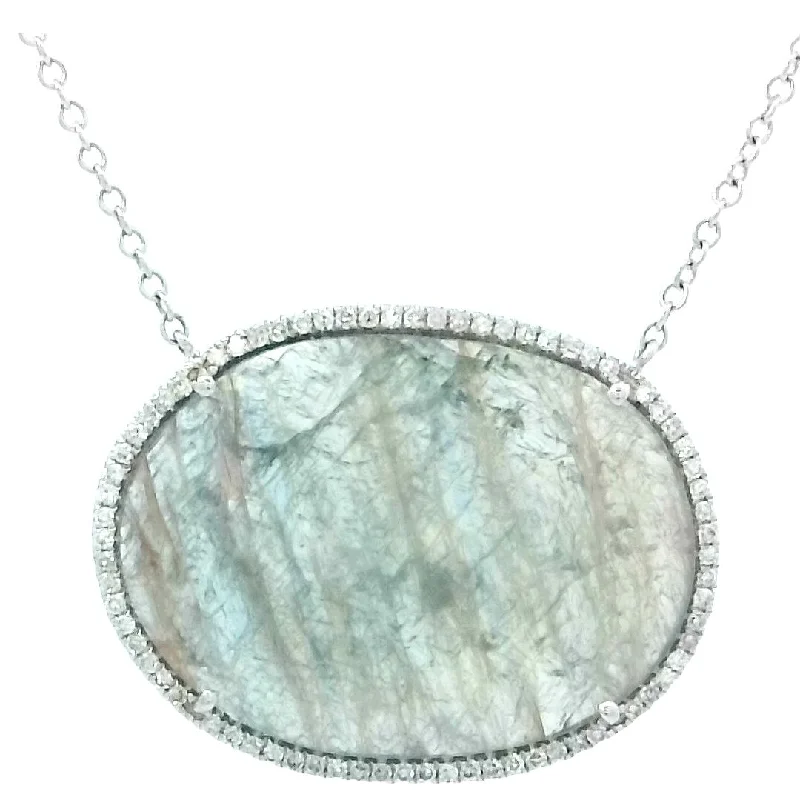 Ladies dreamy moonstone necklaces -Natural Sapphire Necklace in White Gold