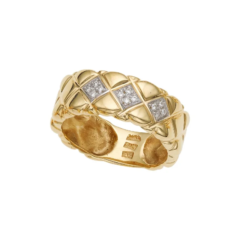 Ladies Rings Petite Spark-14K Yellow Gold .06CT Diamond Quilted Ring TR7365-07