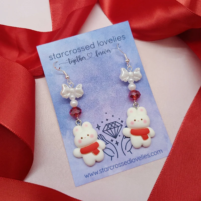 Ladies Earrings with Sea Beryl-Winter Bunny Earrings