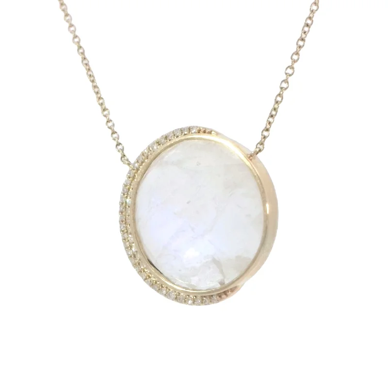 Ladies warm topaz necklaces -Moon Phase Necklace in Yellow Gold