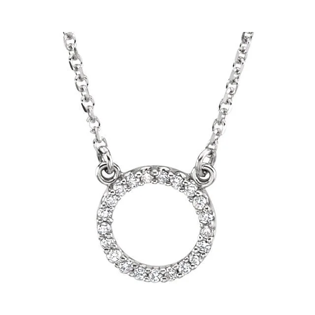 Ladies wave shine necklaces -14KT Gold 1/10 CTW Diamond Circle 16" Necklace