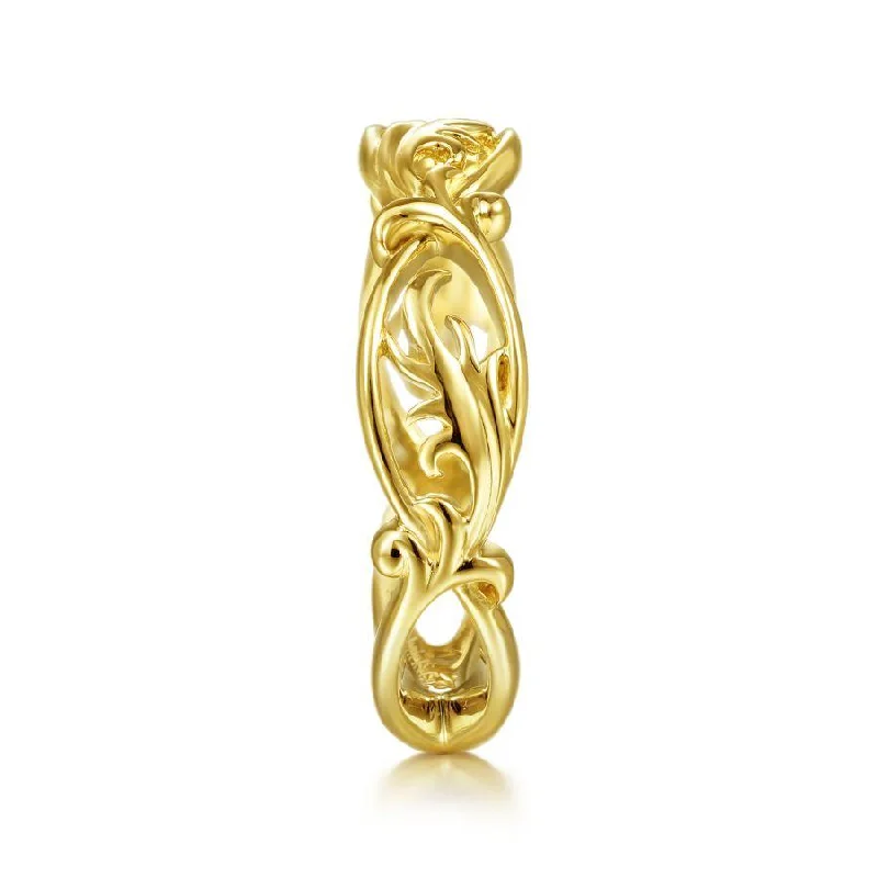 Ladies Rings for Casual Glow-Gabriel & Co. - LR51916Y4JJJ - 14K Yellow Gold Filigree Floral Ring