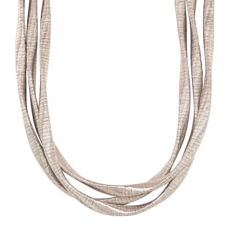 Ladies festive flair necklaces -Rhodium Finish Sterling Silver Loosely Twisted Three Cable Necklace - Adjustable 16"-18"