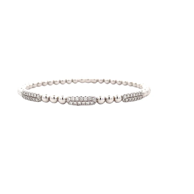 Ladies empowering shine bracelets -Two Row Station Diamond Bujukan Bangle in White Gold by Gabriel NY