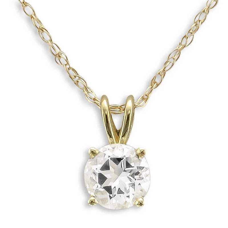 Ladies calm blue necklaces -14KT YELLOW GOLD ROUND WHITE TOPAZ NECKLACE