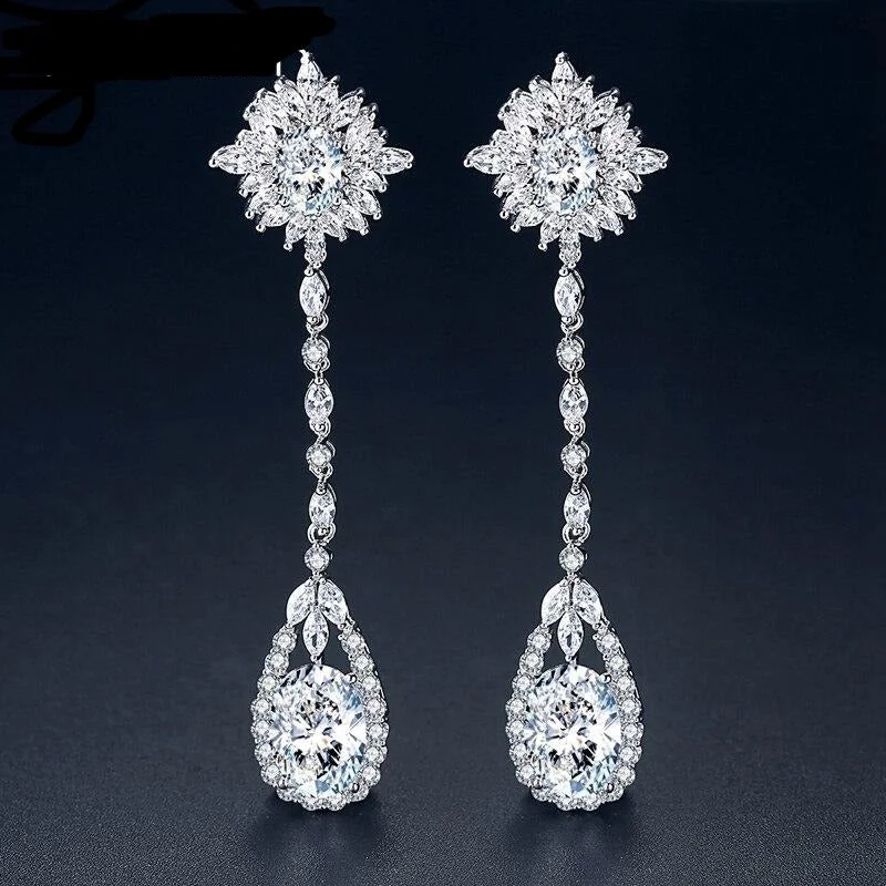 Ladies Earrings for Mentor Spark-MEC-008 Flower Bridal Earrings Long Chain Earrings Wedding Accessories