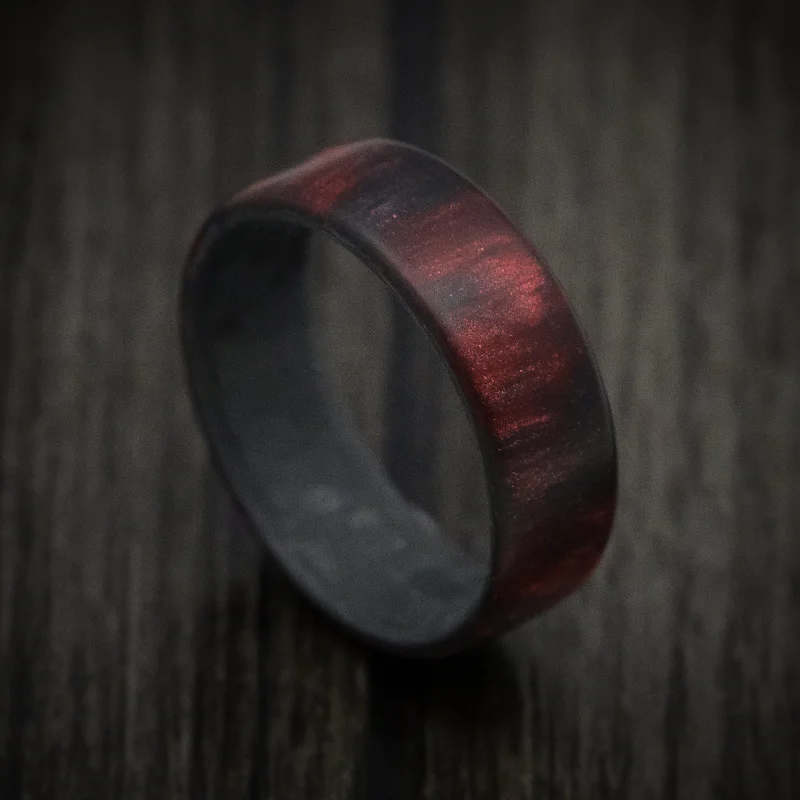 Ladies Rings with Aqua Hemimorphite-Red Dragon DiamondCast and Carbon Fiber Ring