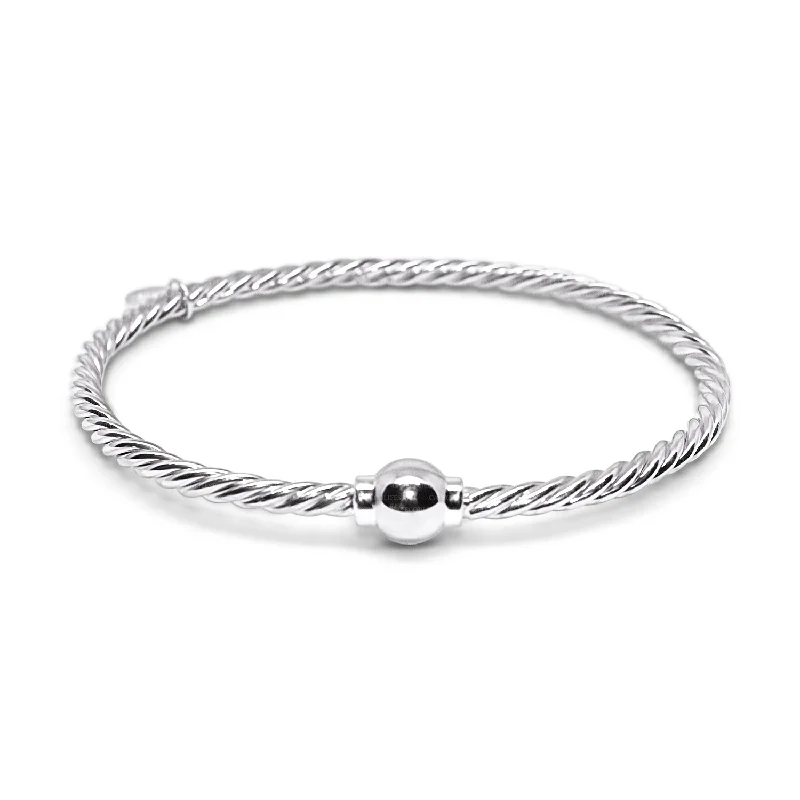 Ladies yoga breeze bracelets -Braided Cape Cod Ball Bracelet in Sterling Silver