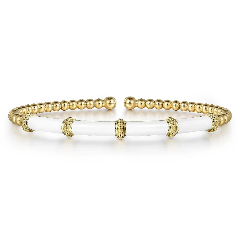 Ladies loving glow bracelets -Enamel Bujukan Bangle in Yellow Gold by Gabriel & Co.