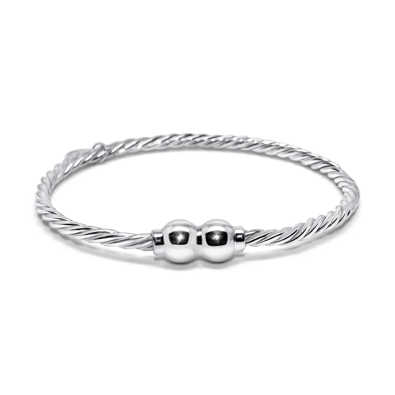 Ladies dreamy spark bracelets -Braided Cape Cod Double Ball Bracelet in Sterling Silver