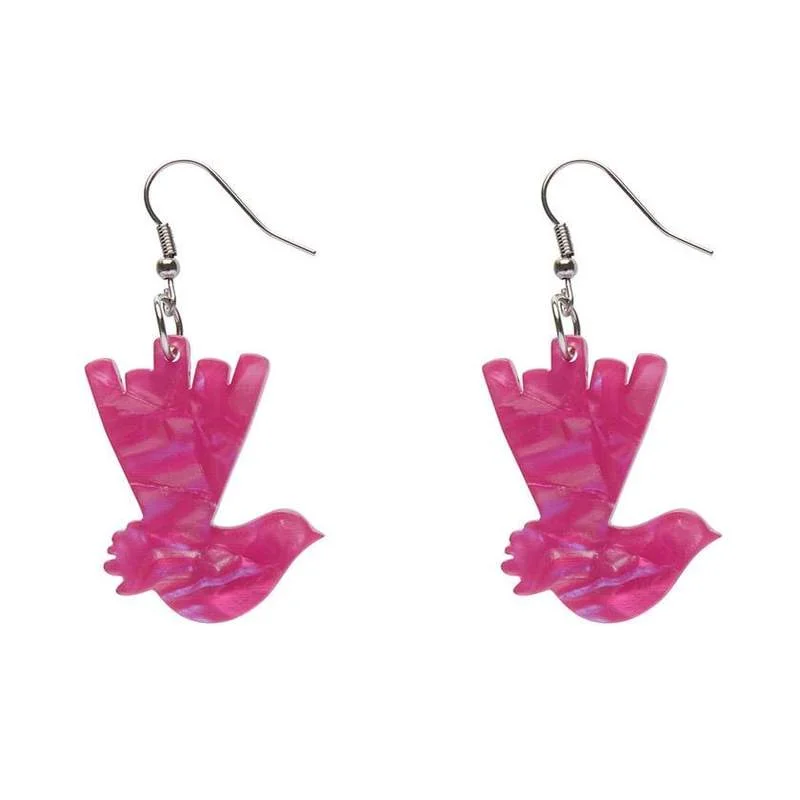 Ladies Earrings for Writer Spark-Erstwilder - Wagtail Textured Resin Drop Earrings - Fuschia