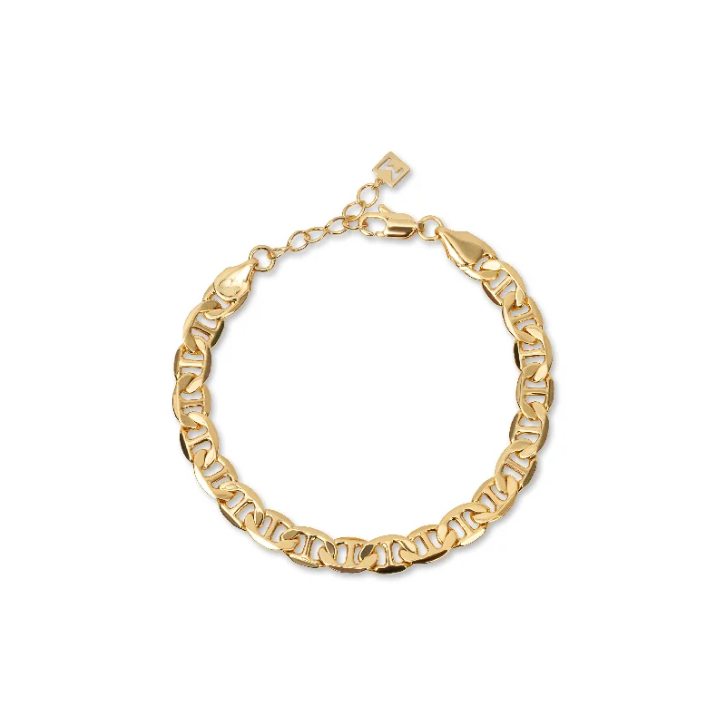 Ladies circular gleam bracelets -THE FLAT MARINER LINK BRACELET