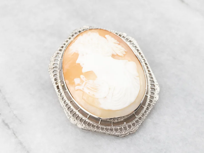 Ladies natural essence brooches -Greek Muse Polymnia Cameo Brooch or Pendant