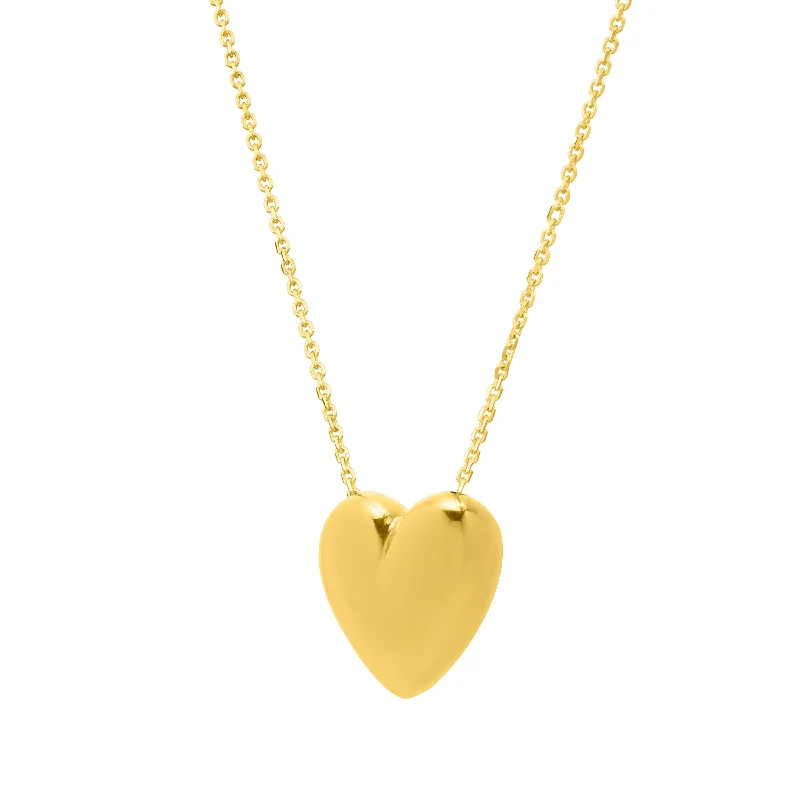 Ladies explorer gleam necklaces -14K Gold Large Puffed Up Heart Necklace