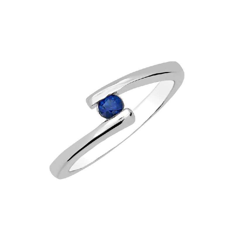 Ladies Rings for Winter Glow-Sterling Silver Round Sapphire Ring HB20254SASS