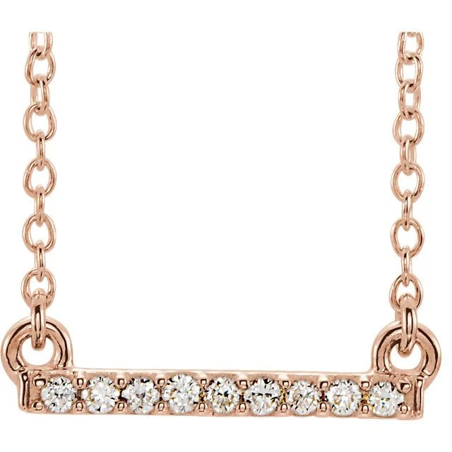 Ladies classic vintage necklaces -14KT GOLD 0.07 CTW PETITE DIAMOND BAR NECKLACE