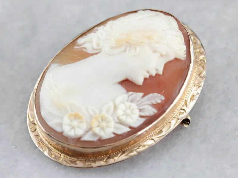 Ladies baroque richness brooches -Antique Cameo Gold Brooch