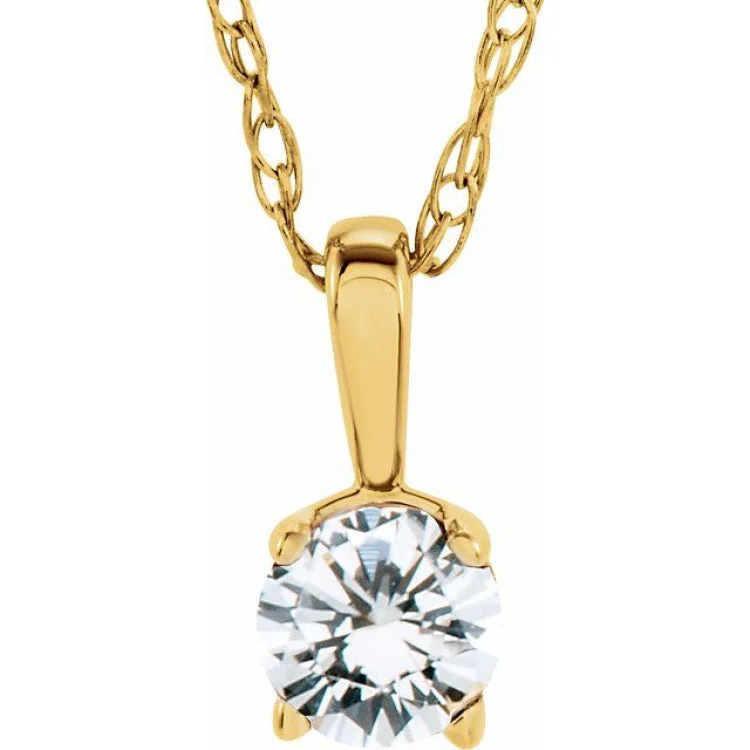 Ladies strong pulse necklaces -14K Yellow 3 mm Natural Diamond Youth Solitaire 14" Necklace