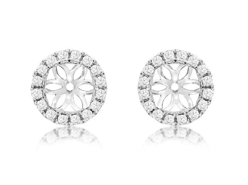 Ladies Earrings with Angel Glow-White Gold Diamond Halo Earrings Jackets