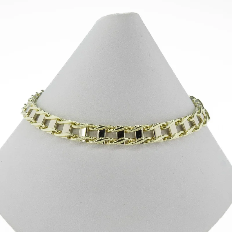 Ladies painted flair bracelets -6mm Wide Railroad Link 8" Chain Bracelet in 14K Yellow Gold