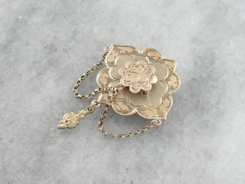 Ladies calm blue brooches -Antique Victorian Brooch, Ivy Leaf Motif, 1800's Gold