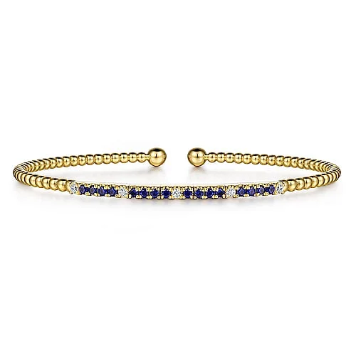 Ladies galaxy gleam bracelets -Sapphire and Diamond Bujukan Bangle in Yellow Gold by Gabriel & Co.