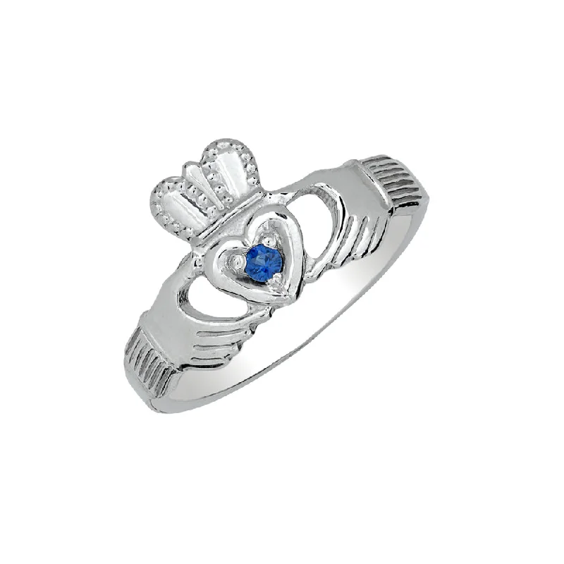 Ladies Rings with Cream Howlite-Sterling Silver Sapphire Claddagh Ring HB00540SASS