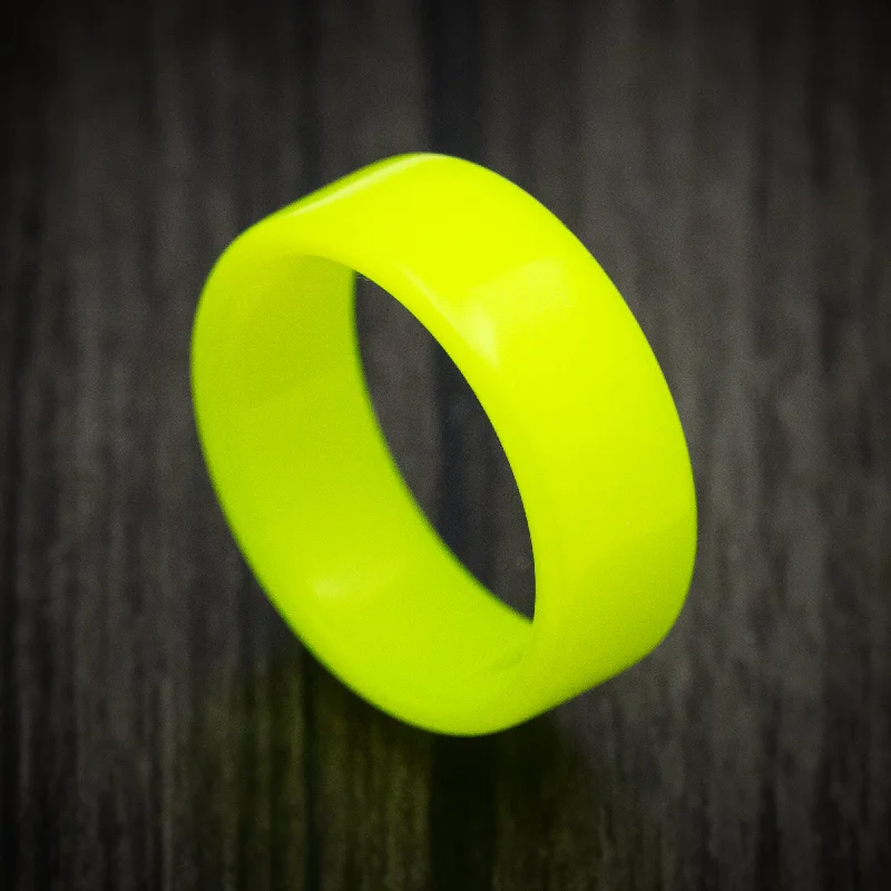 Ladies Rings for Mentor Spark-Solid Yellow Glow Resin Ring