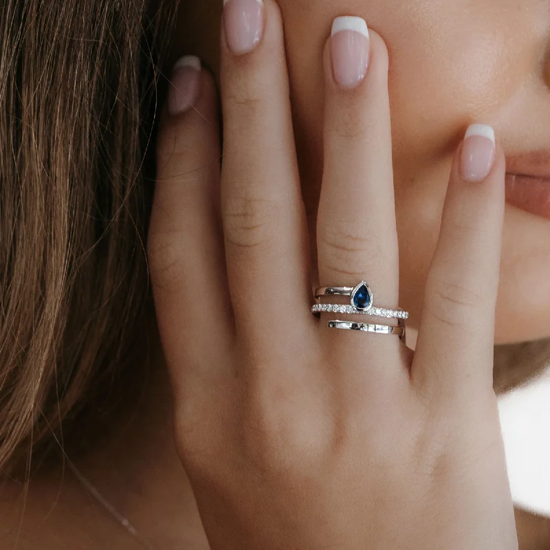 Ladies Rings with Rose Quartz-Pear Shape Sapphire & Diamond Wrap Ring