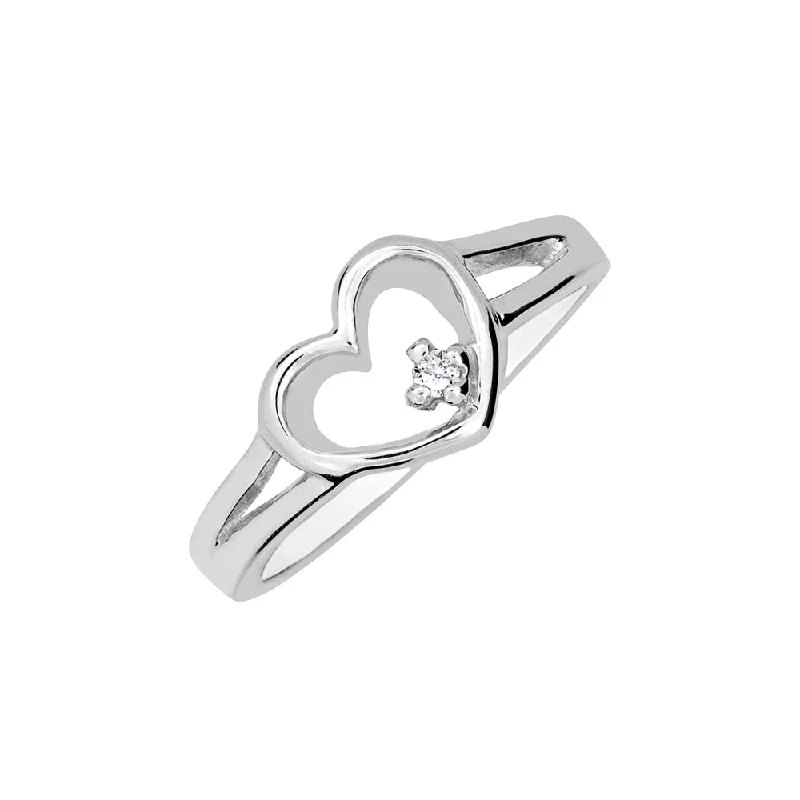 Ladies Rings for Girl Spark-Sterling silver with 0.02ct round diamond heart ring HB14739DISS