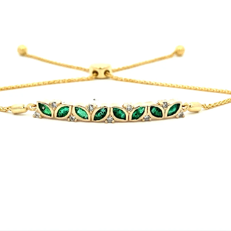 Ladies standout bold bracelets -Emerald Bar Bracelet in Yellow Gold by B&C