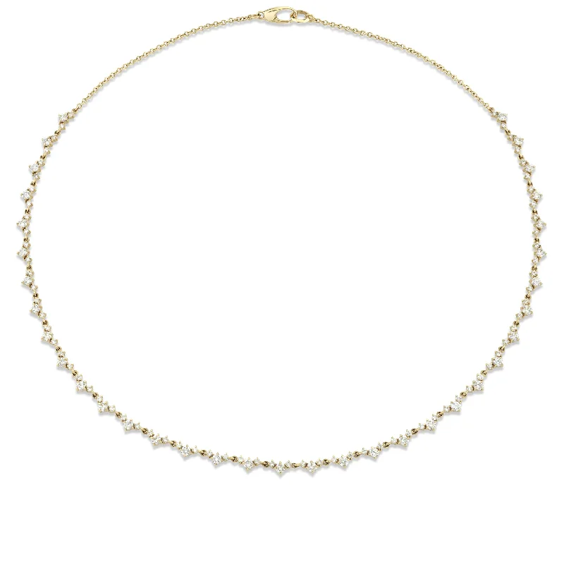 Ladies matte elegance necklaces -Eclat V Link Diamond Tennis Necklace