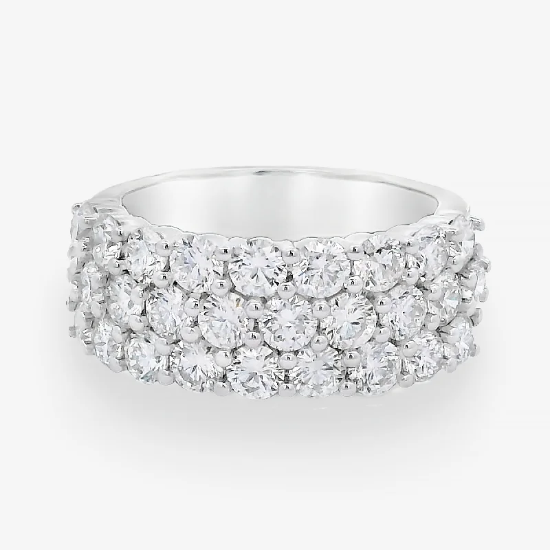 Ladies Rings for Leader Shine-3 Row Pave' Diamond 1/2 Way Ring