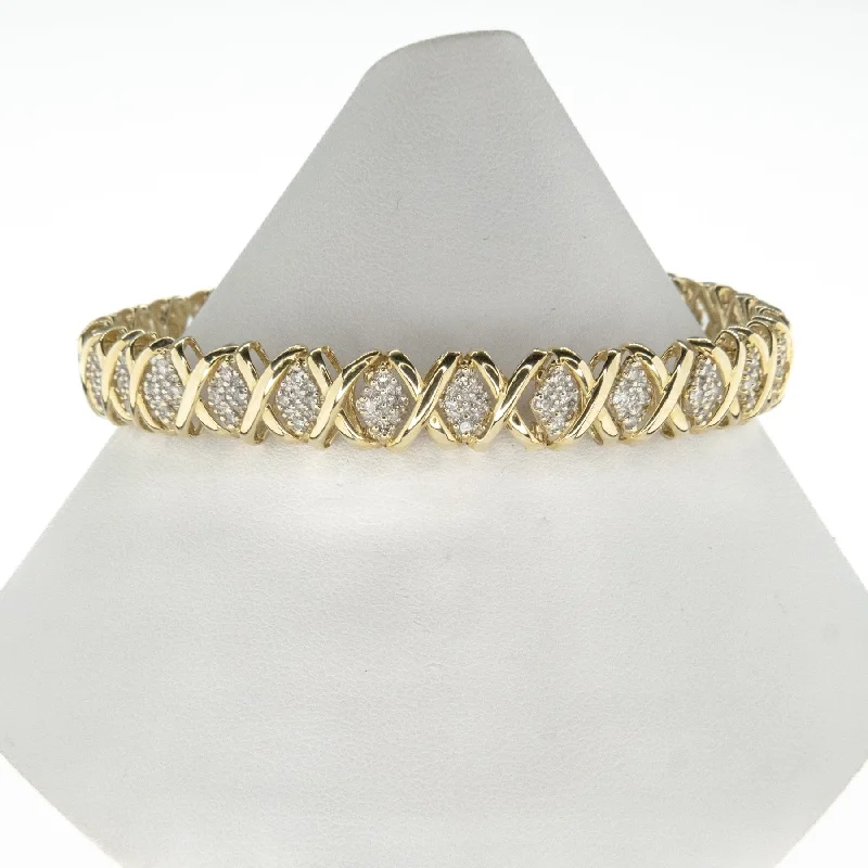 Ladies rhinestone pop bracelets -2.24ctw Multi Diamond 8" Tennis Bracelet in 10K Two Tone Gold