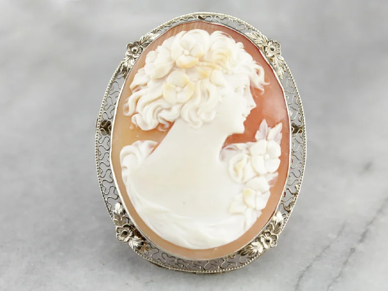 Ladies graceful charm brooches -Vintage Romantic Cameo Brooch or Pendant